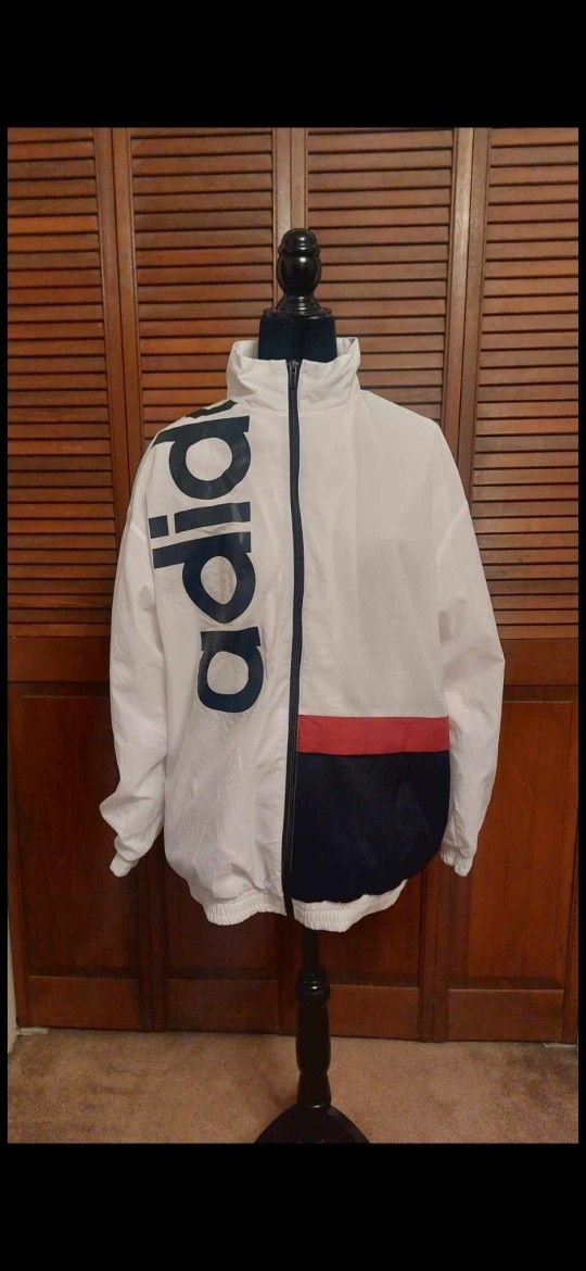 Adidas Size (L) Large Track White Red Black GD9035 Women’s Windbreaker Jacket