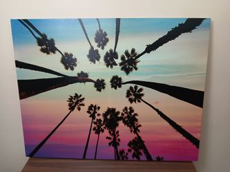 Palm Tree Sunset Canvas Wall Art 35x27