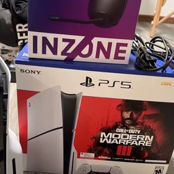 Sony Playstation 5 Slim Console Disc Edition With Extras & Sony Inzone Headphone