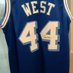 Jerry West Signed Autograph Blue Jersey JSA Authenticity  Lakers