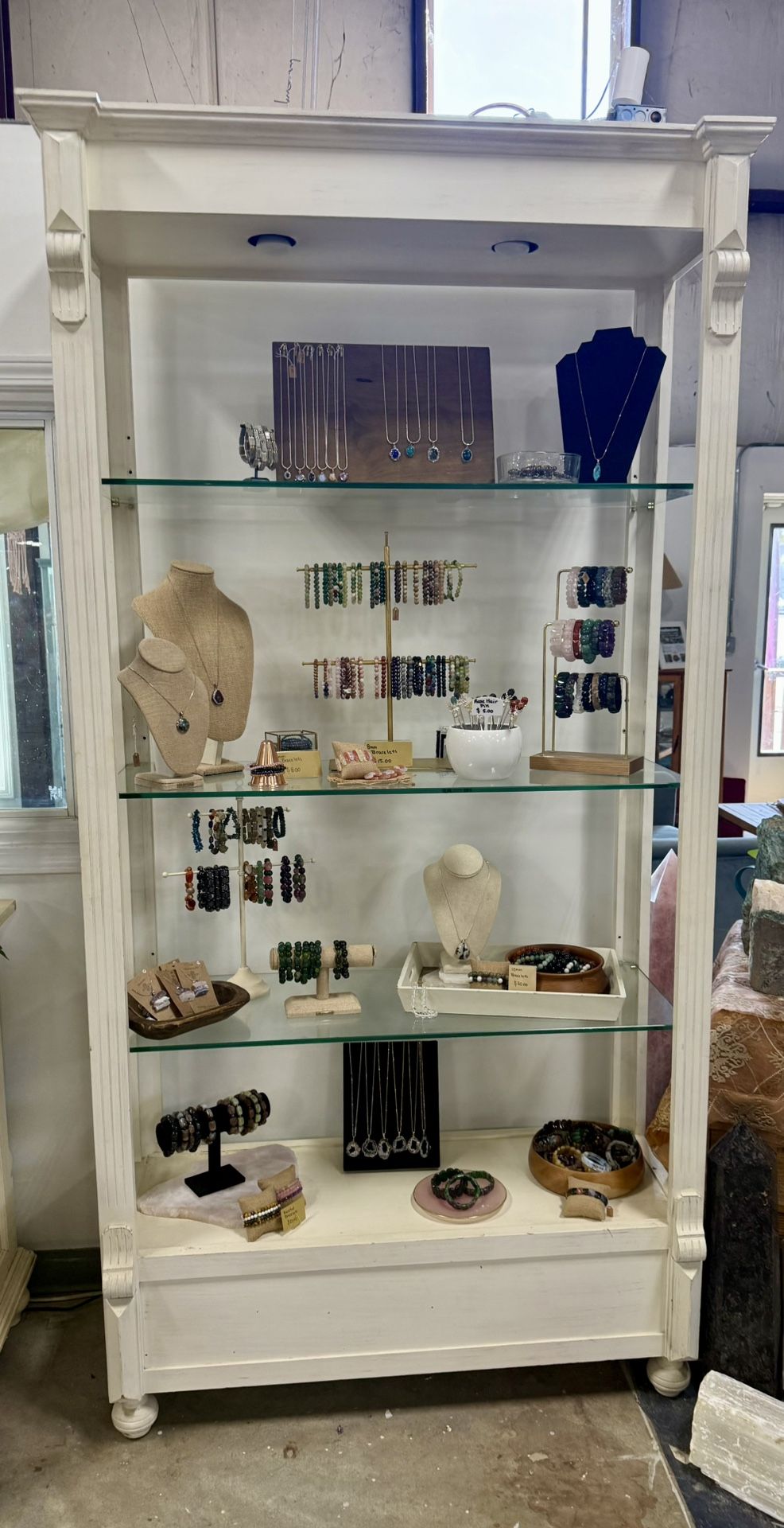 Wood & Glass shelf Lighted bookshelf