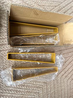 Gold 12” Trapezoid Steel Furniture Legs 4pcs,  for Side Table, TV Stand and Cabinet