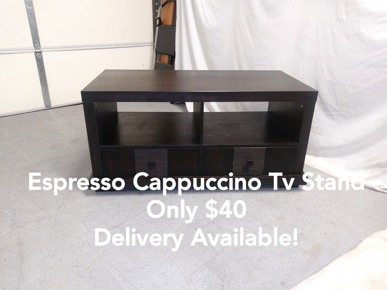 Espresso Cappuccino Television Tv Media Entertainment Stand w/ 2 Drawers