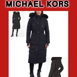 Michael Michael Kors Abrigo Maxi Negro con Cinturón para Mujer L