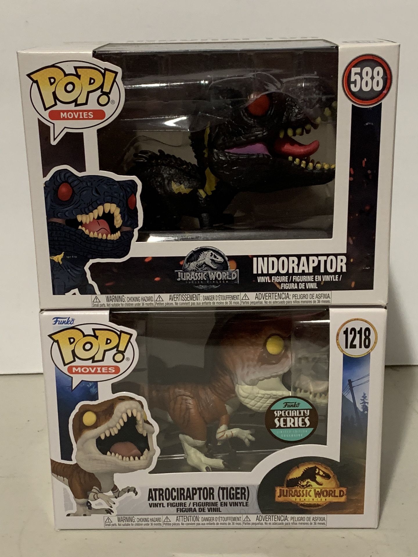 Funko Pop Jurassic World Indoraptor #588 Atrociraptor (Tiger) #1218