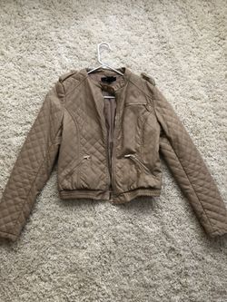 Forever 21 tan faux leather jacket size L