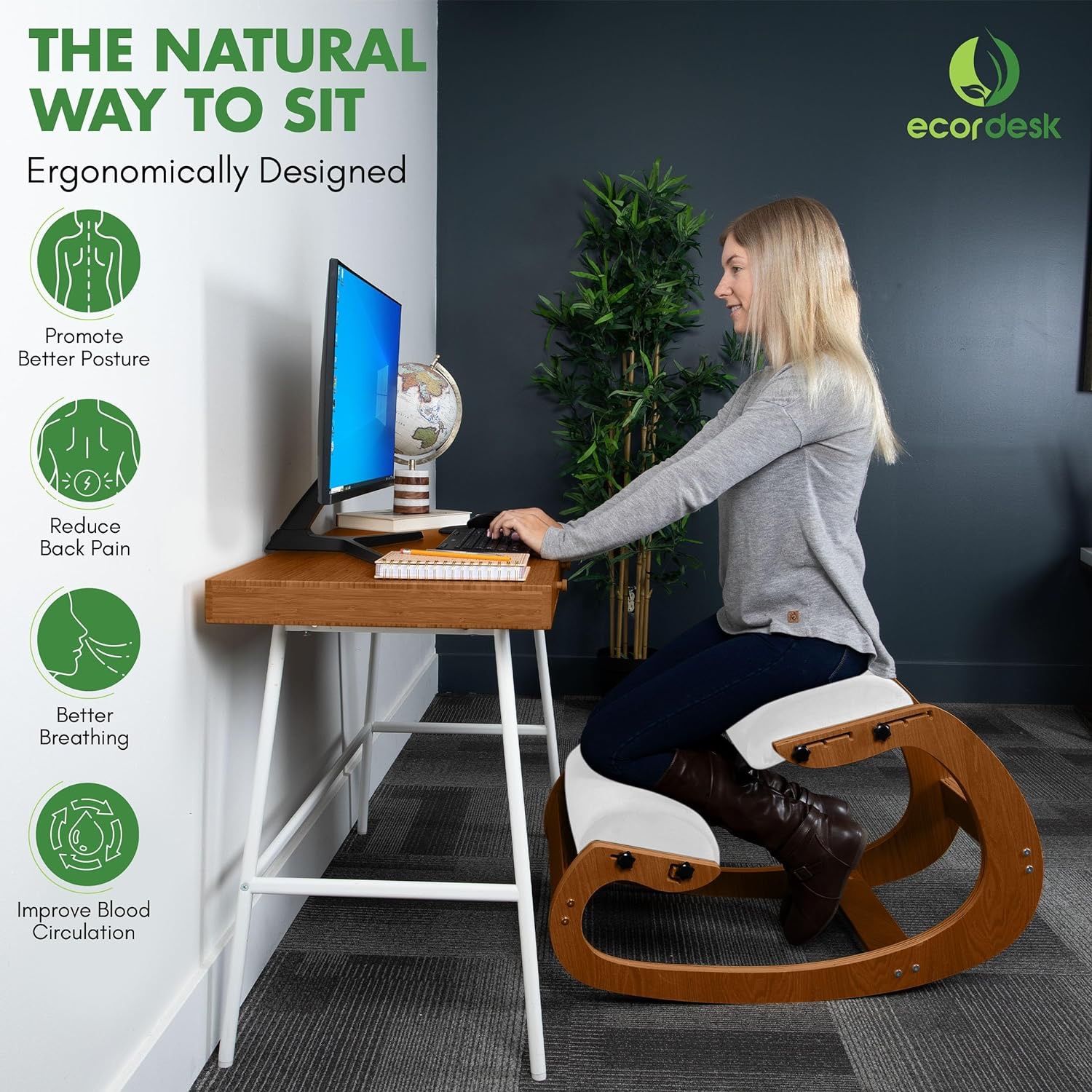 Ergonomic Kneeling Chair Natural Latex Foam Posture Chair for Desk