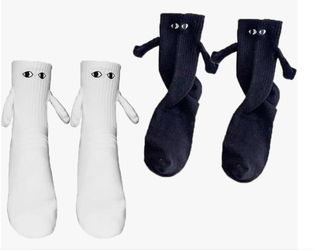 Couple Holding Hands Socks, Funny Women Men Magnetic Mid, Novedad, pareja de mano, calcetines, mujeres divertidas, hombres, calcetines magnéticos de t