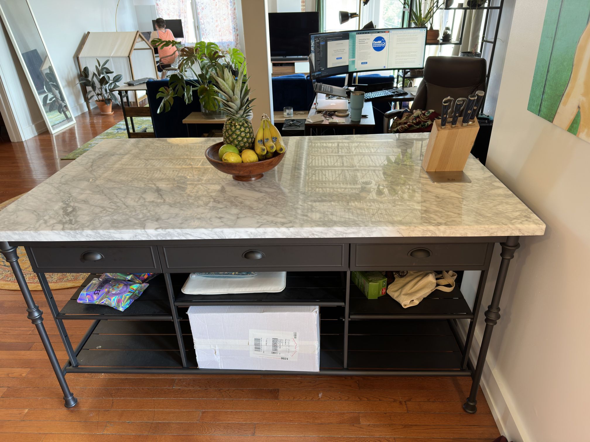 Marble Kitchen Island / Bar Table from Crate & Barrel