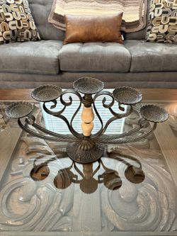 Wrought Iron 5 Arm Candelabra | Candleholder | Centerpiece | Cottagecore | Farmhouse Decor  | 12"x 24" - Heavy Piece 