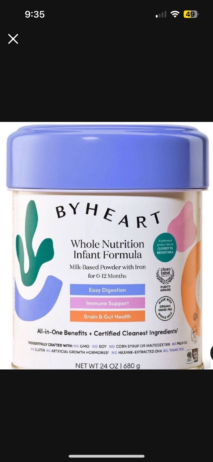 Byheart Whole Nutrition Infant Formula