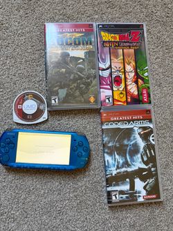 Sony PSP Blue Console with 4 Games