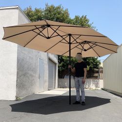 $95 (New) Large 15ft double sided outdoor patio umbrella, crank open/close (weight base not included) 