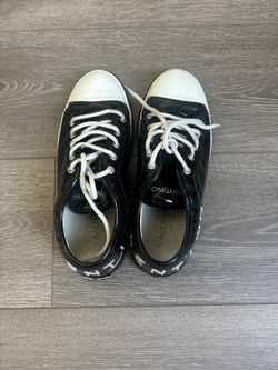 Valentino Black Patent Leather Low-Top Sneakers