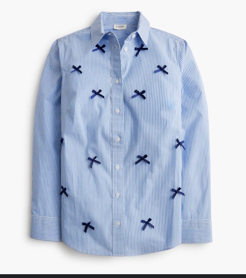 J Crew Women's Striped All Over Bow Shirt Size M NWT