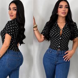 Black polka blouse (small)
