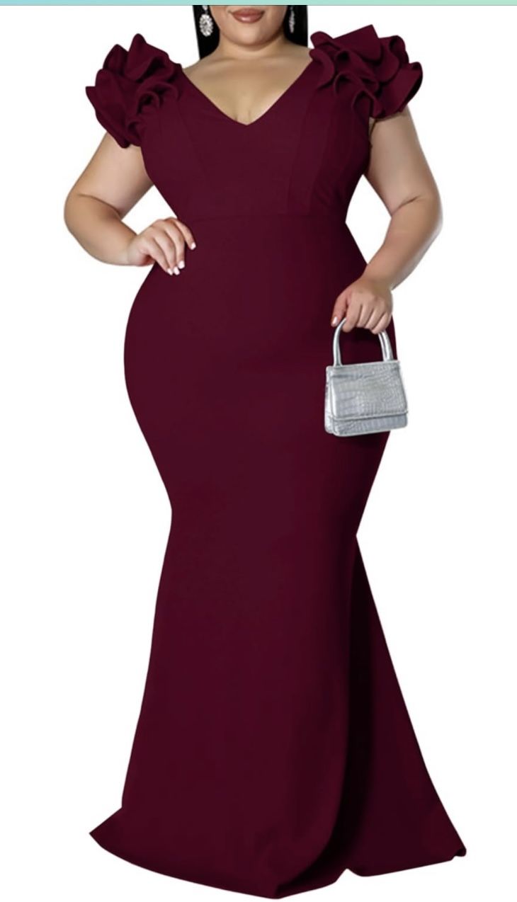 Ruffle Sleeve Mermaid Maxi Dress