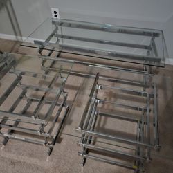Glass Coffee Table And 2 End Tables