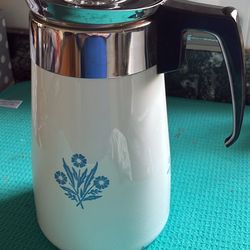 Vtg Corning Blue Cornflower 9-cup Percolator
