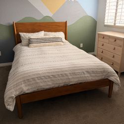 $300 Living Spaces Alton Cherry II Full Size Platform Bed & Headboard | Adjustable Base Compatible | Mattress Not Included 