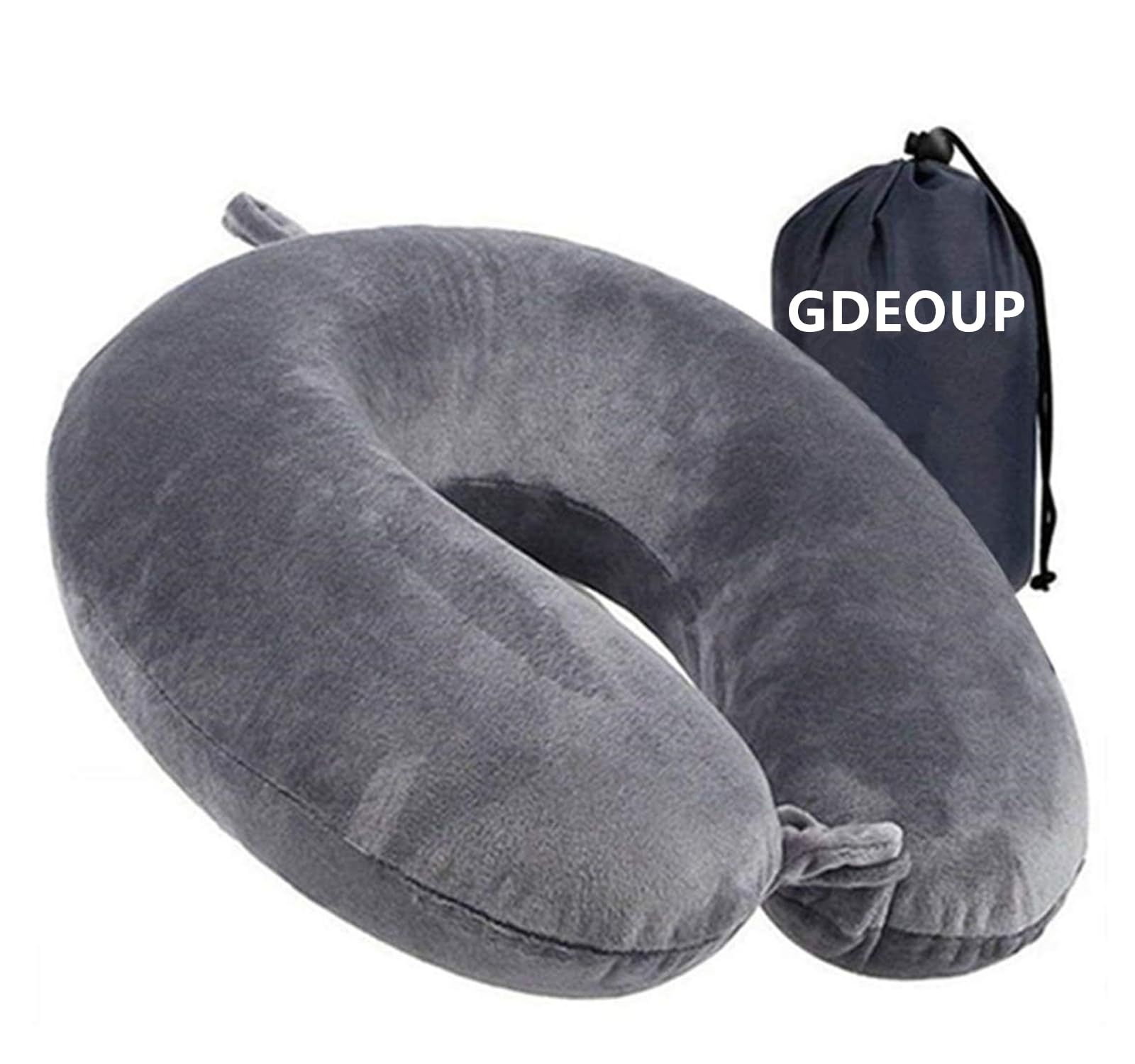 GDEOUP Travel Pillow 100% Pure Memory Foam Neck Pillow Airplane For Traveling,Car, Train,Napping,Traveling,Washable Cover (Grey)