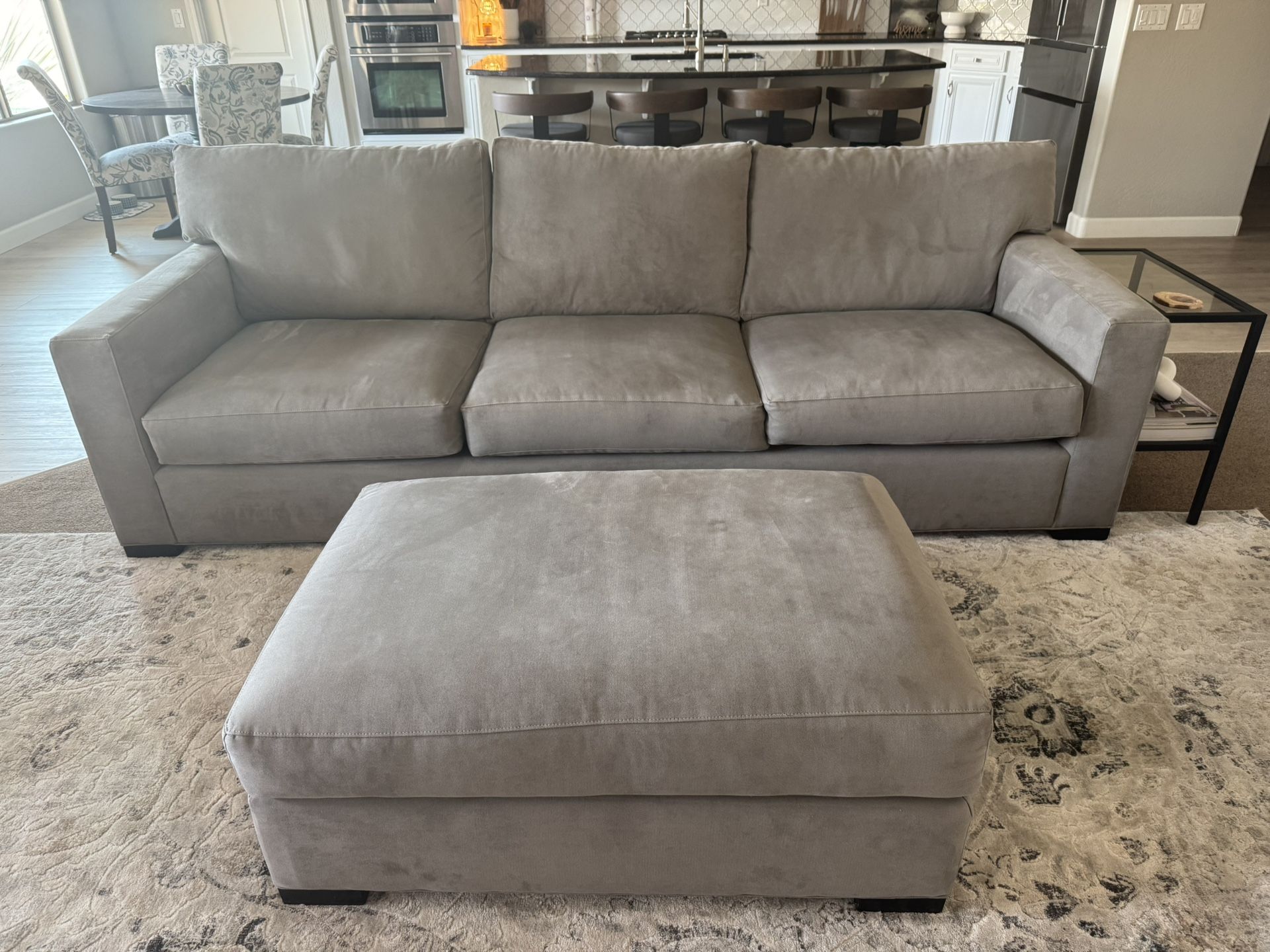 Crate And Barrel Axis 105” Grande Sofa And Ottoman