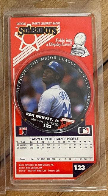 1991 Starshots Ken Griffey Jr. Photo Pin Button MLB Licensed (Sealed)