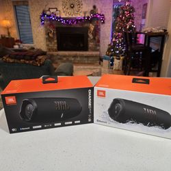 Two JBL Charge 5 Wi-Fi - Portable Wi-Fi and Bluetooth Speakers - Black