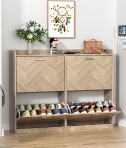 Large space wooden shoe cabinet with drawer
