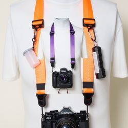 Camera Strap Neck Peak Design Anchors Quick Release Dual Adjustable Orange or Purple 32-50"