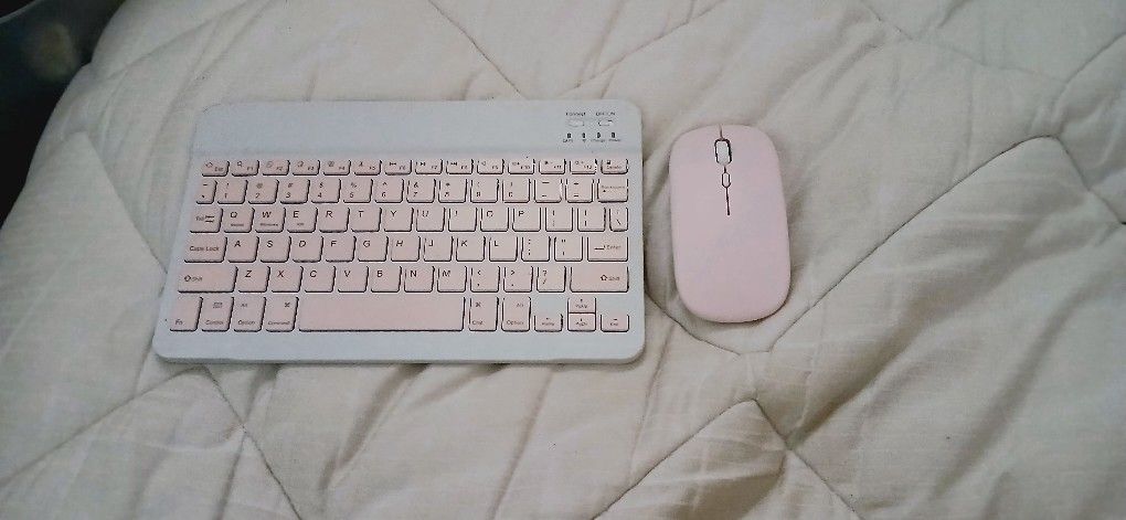 Baby Pink Bluetooth Keyboard And Mouse Set
