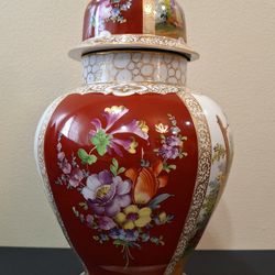 DRESDEN PORCELAIN LIDDED URN - 15" TALL - EXCELLENT CONDITION
