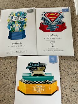 3 hallmark Father’s Day pop up cards two light up and play music new