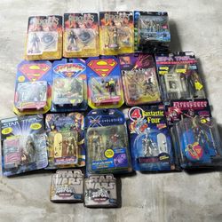 Vintage Toy Lot (17)Sealed Action Figures Marvel DC Star Trek 90s