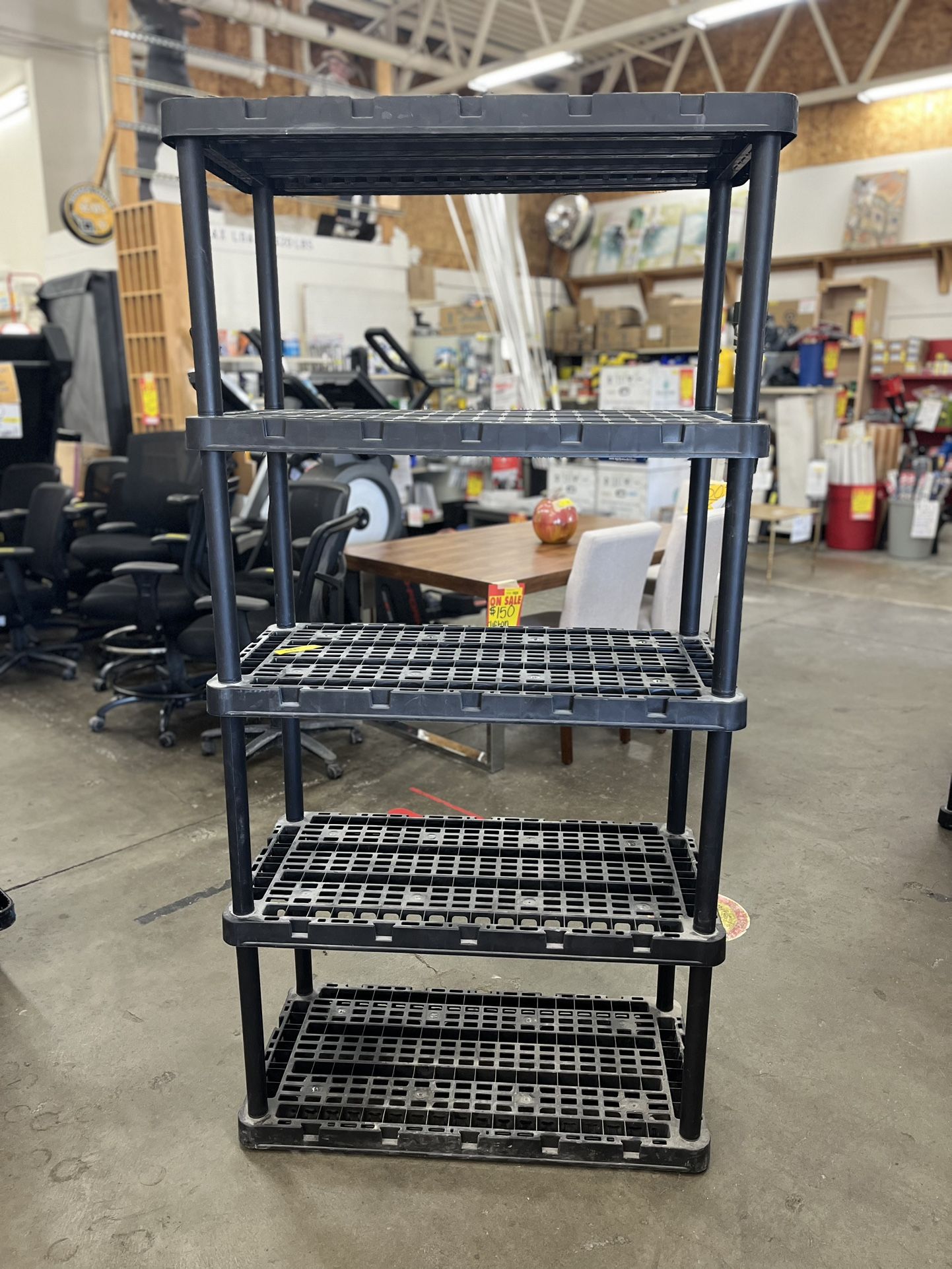 Tough Black Plastic 5 Shelf Storage Rack