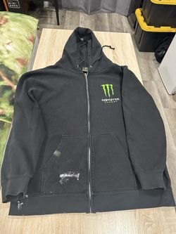 Vtg Monster Energy Zip Up Skater Hoodie XXL Mens Emo