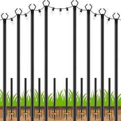 LETIANPAI 8 Pack String Light Poles,10 FT Metal Poles with Fork for Outdoor String Lights,Outdoor Light Poles with Fork,Poles/Post/Stand for Outside