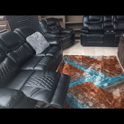 *Weekend Special!!!*---Best Selling Santiago Black Leather Reclining Sets---Now $1699!!!---Delivery/$10 Down Financing🤭