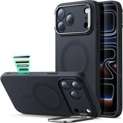 ESR Silicone Case for iPhone 17 Pro, Built-in Camera Stash Stand Compatible with MagSafe, Military-Grade Drop Protection Magnetic Phone Case for iPhon