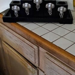 Elephant Wooden Tray W/5 Candle Tea Lites 