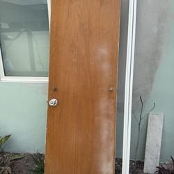 Vintage 60’s Wood Door With Paneling And Double Deadbolt