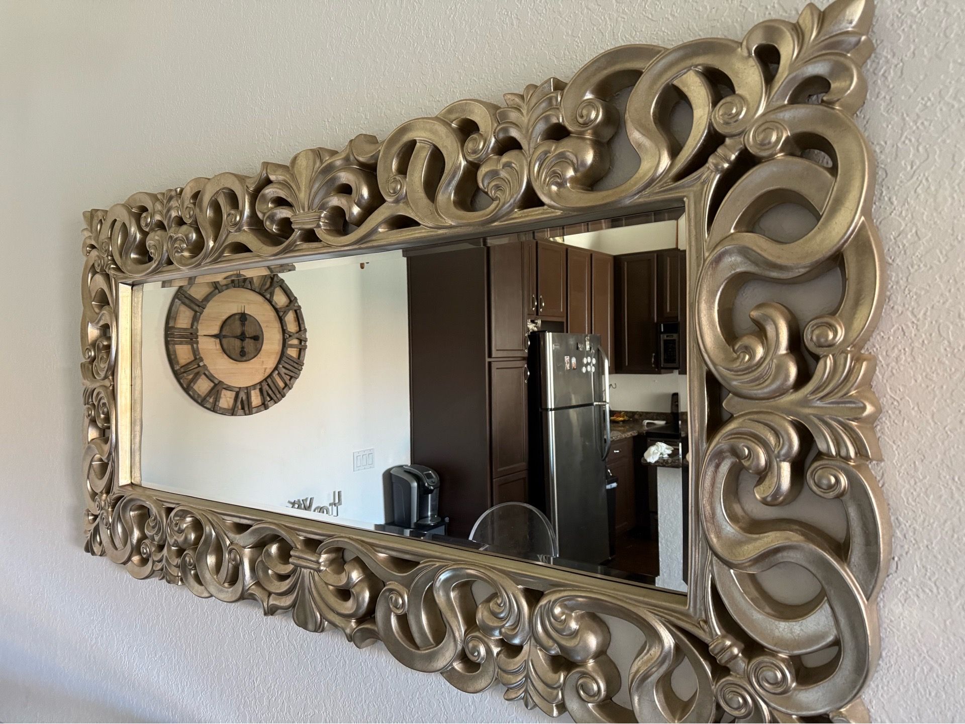 Lucia Polyresin Floor Mirror – Antique Silver | Large Ornate Glam Statement Piece (70”)