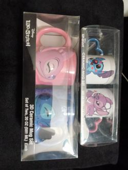 Stitch and angel mugs 14oz each