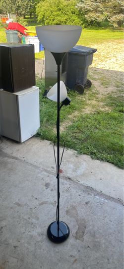 Black Torchiere Floor Lamp with Reading Light