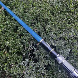 2008 Disney Star Wars Mickey Mouse Blue Retractable Light Saber W/ Lights Sound