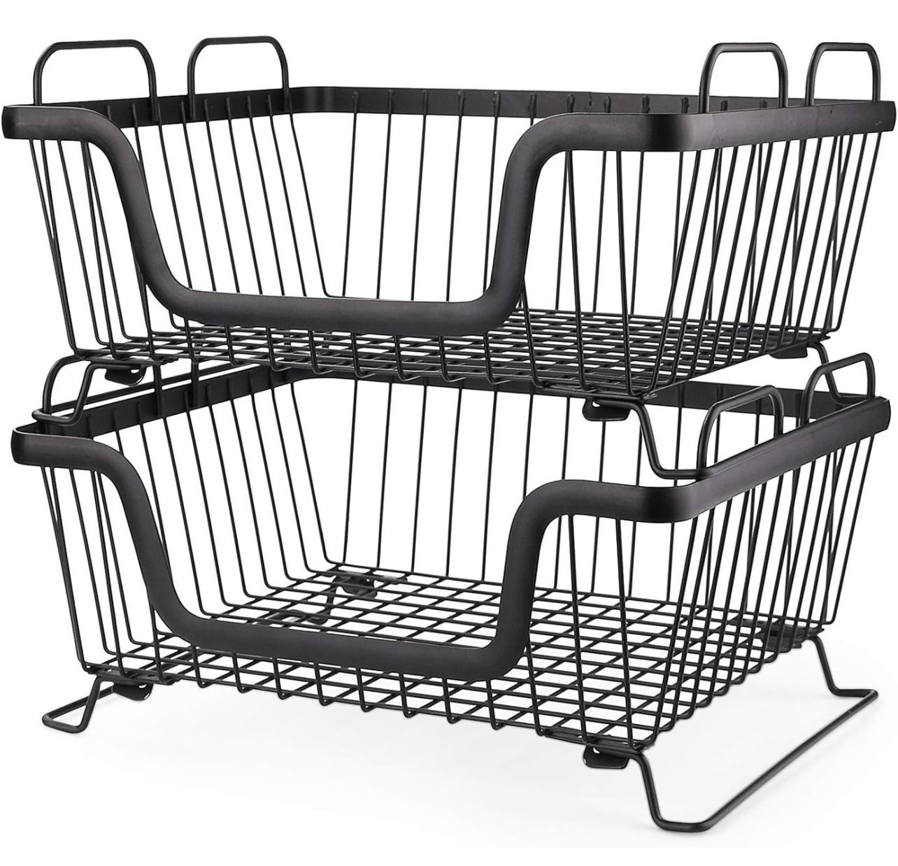 Stackable wire basket Large Metal Basket Wire Basket with Handles 2 Pack