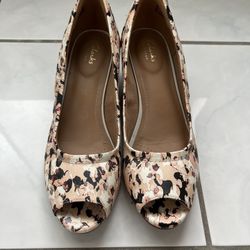Clarks Peep Toe Wedge, Size 9.5