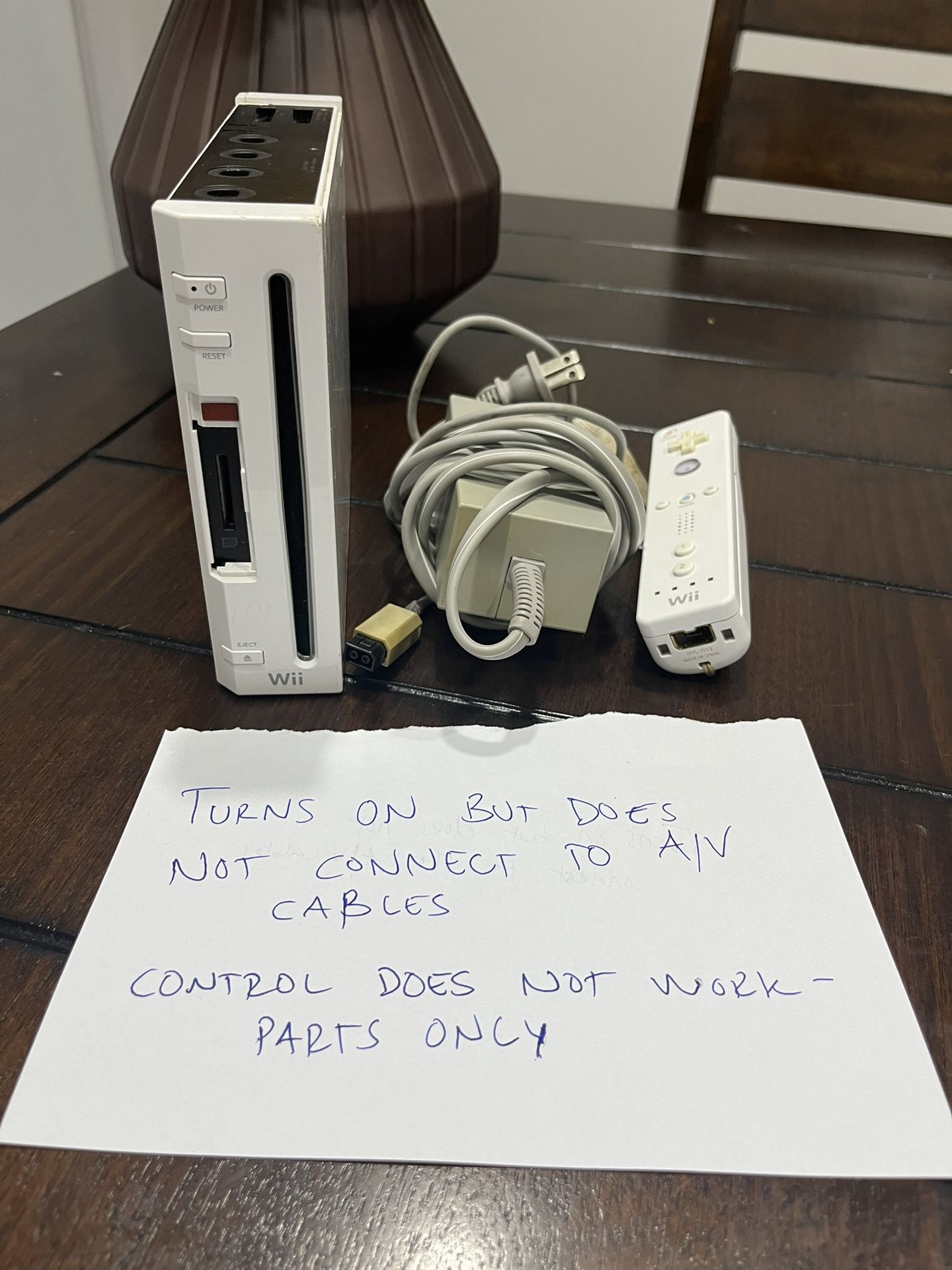 Nintendo Wii White Bundle System OEM Controller For Parts Only