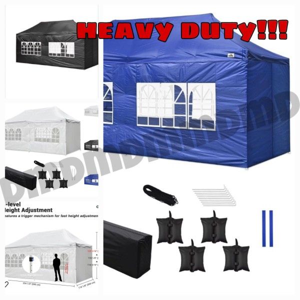 Canopy Tent 10x20 Gazebo Party T ent Heavy Duty Pop Up w/Sidewalls &Sand Bags/🔥//
