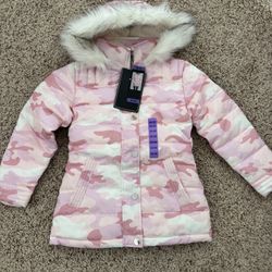 Girl winter Thick Jacket Kids Coat Size 5/6 HFX Youth Parka Jacket, Detachable faux-fur hood NWT